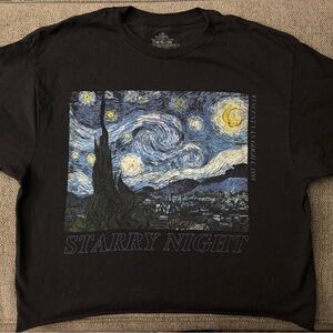 Starry Night Graphic Cropped Women/ Juniors T-Shirt